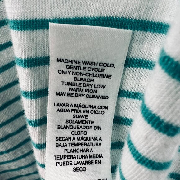 Chicos Womens Top 2 Large Green White Striped Tie Front Short Sleeve Casual - Picture 6 of 10